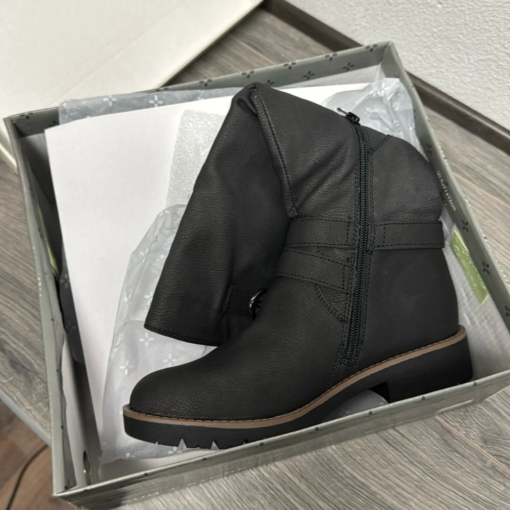 Sun + Stone Womens Brinley Faux Leather Zipper Knee-High Boots